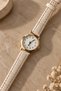 Women's Wristwatch Gold Color Round Case White Dial Cream Croco Patterned Band Quartz Analog Classic Vintage Elegant Old Money Women's Watch 2026 - 3