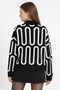 Women's Modern Geometric Patterned High-Neck Knit Sweater - 4