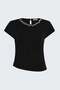 Short Sleeve Knitwear with Necklace - Black - 4