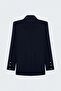 Buttoned Classic Jacket - Navy Blue - 5