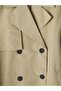 Beige Double-Breasted Collared Belted Women's Trench Coat W60309D8 - 5
