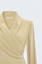 Striped Patterned Double-Breasted Blouse - Beige - 3