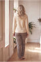 Ribbed Interlock Fabric Collar Buttoned Winter Plus Size Women's Pajama Set 2700 - 5