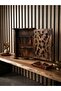 Handmade Walnut Wood Carved Key Cabinet Wall Mounted Decorative Key Holder - 30X23X10 cm