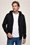 Hooded, Zippered, Pocketed, Regular Fit, Warm Cotton Basic Sweatshirt Cardigan - 2