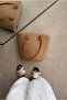 Women's woven bag camel woven - 3