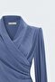 Stripe Patterned Double Breasted Blouse - Indigo - 3