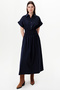 Low-Cuff Buttoned Elastic Waist Regular Midi Dress - 2