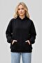 Black Unisex Choose Love Printed Hooded Oversize Patterned Fabric Sports Sweatshirt Hzlkapbas22Ssweat - 3