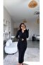 Black Collared Soft Knitwear Dress - 2