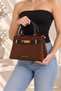 Women's Hand and Shoulder Bag Suede Gold Buckle Short Handle Stylish Brown
