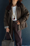 Trench Coat with Velvet Collar and Pocket Bags - 4