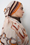 Chain pattern floss viscose shawl - orange - 5