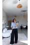 Black Self-Striped Palazzo Trousers