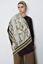 Chain pattern floss viscose shawl - oil green - 3