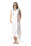 Sleeveless Çeşme Crew Neck Authentic Double Pocket Midi Length Poplin Summer Dress White Byz