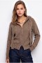 7066 Women's Lace-Up Hooded Soft Textured Knitwear Cardigan Camel