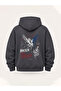 Unisex Men's and Women's No Surrender Design Text Printed Oversize 3 Thread Hooded Sweatshirt