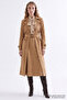 Suede Belted Lined Padded Regular Trench Coat
