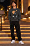 Men's Hoodie-Crew Neck Casual Regular Fit Sweatshirt with Teddy Bear Figure