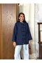 Suede Flowy Shirt with Birit Tie Front 0168 - Navy Blue