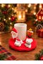 Christmas Themed Coffee Mug Set with Santa Claus Figure - Gift Coffee Cup with Bear and Dog Figure Coaster Tray - 3
