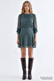 Crew Neck Lined Flared Regular Mini Dress