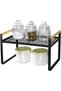 Expandable Countertop Organizer Shelf, Stackable Cabinet Storage Rack, Stainless Steel Kitchen Spice