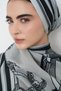 Chain pattern floss viscose shawl - grey - 4