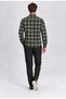 Men's Khaki Long Sleeve Covered Double Pocket Denim Shirt with Button Detail - 5