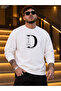 Men's Letter D and Danish Calligraphy Detailed Crew Neck Casual Regular Fit Sweatshirt
