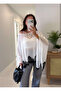Lace Detailed Transparent Mercerized Cape Poncho - 3