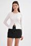 Mixray Buttoned Slim Fit Ribbed Knit Cardigan