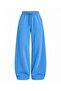 Women's Blue Stitching Detailed Three-Thread Baggy Sweatpants - 5