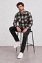 Men's Black Long Sleeve Capped Double Pocket Denim Shirt with Button Detail - 4