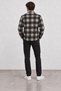 Men's Black Long Sleeve Capped Double Pocket Denim Shirt with Button Detail - 5