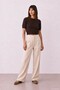 Women's Beige Wide Leg Pants - 3