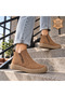 Women's 100% Genuine Leather Ankle Length Elastic Casual Boots Round Toe Casual Shoes - 3