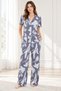 Women's 100% Viscose Gray Patterned Shirt Collar Pajama Set
