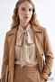 Suede Belted Lined Padded Regular Trench Coat - 7