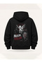 Unisex Men's and Women's Rebellion Design Printed Oversize 3 Thread Hooded Sweatshirt - 5