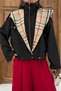 Women's Plaid Detailed Zippered Double Layer Elastic Short Trench Coat 0175 - Black - 4