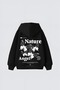 Black Unisex Nature Angel Printed Hooded Oversize Patterned Fabric Sports Sweatshirt Hzlkapbas24Ssweat