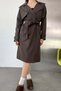 Women's Double-Breasted Collar Belted Long Trench Coat Brown - 27K 4058 - 2