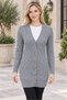 Women's V-Neck Long Sleeve Buttoned Chain Knit Patterned Embossed Stylish Elegant Soft Casual Gray Long Knitwear Cardigan - 6