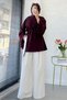 Premium Asymmetrical Cut Waist-Tie Blouse - Plum - 5