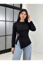 Crew Neck Skirt Slit Women's Blouse - 3