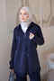 Navy Blue Hooded Tunic and Pants Stoned Knitwear Set - 3