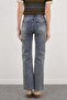 Zippered Cut-Leg Flare Jeans - 8