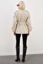 Belted Stand Collar Buttoned Trench Coat - 8